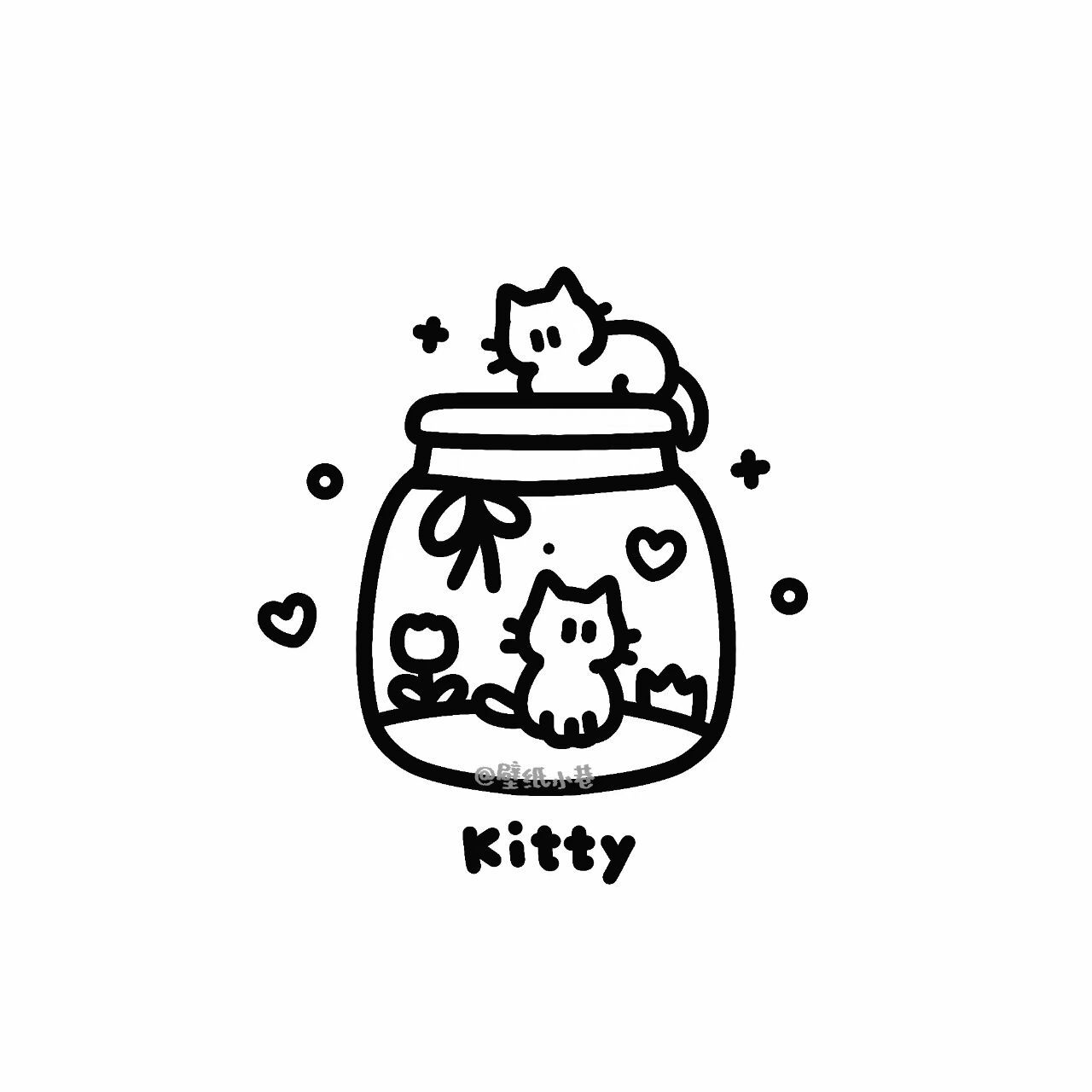 原创 | 可爱简笔画 黑白线条简笔画 背景图 授权商用请私7715盗图