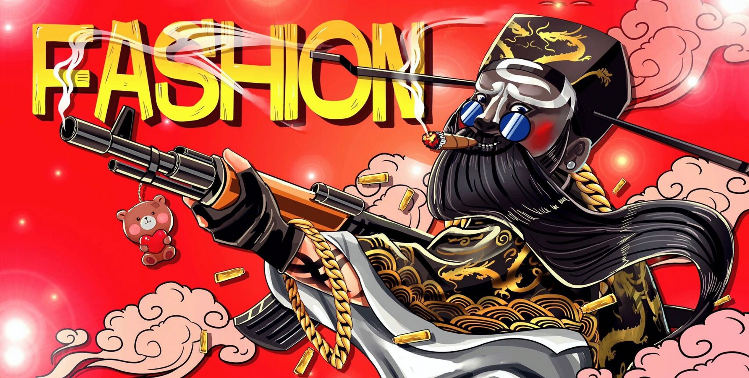 国潮插画|国粹戏曲风人物插画 暖春樱花季 959595959595