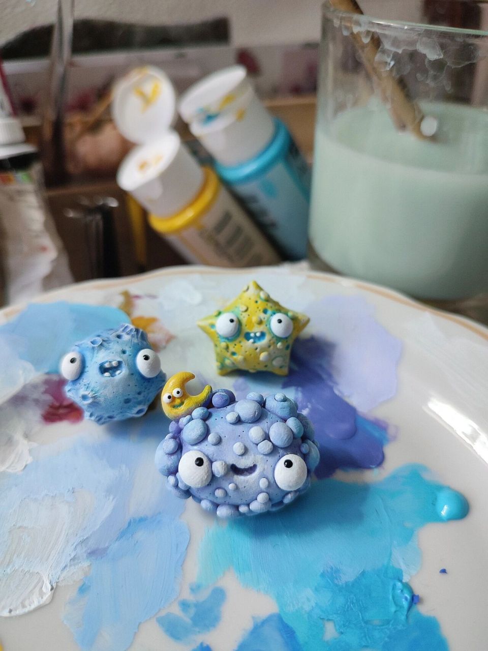 star 95 moon 94 cloud 7815 polymer clay pendants