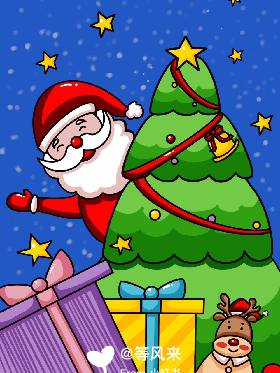 圣诞树90圣诞老人91儿童创意画 简笔画 简单好看 有线稿哦#儿童简