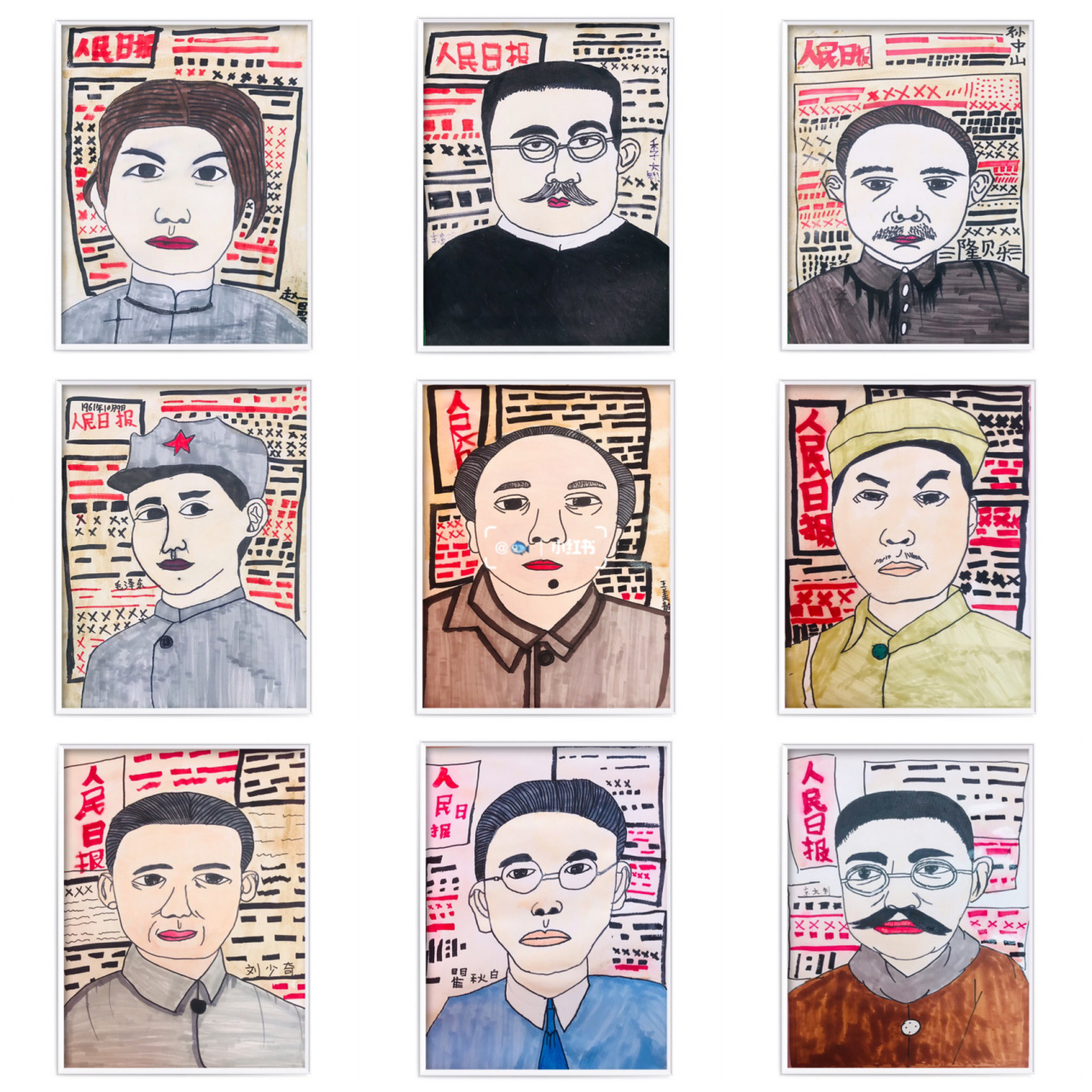 革命伟人61图片写生 革命伟人肖像画 创意美术61儿童画 猜猜画的