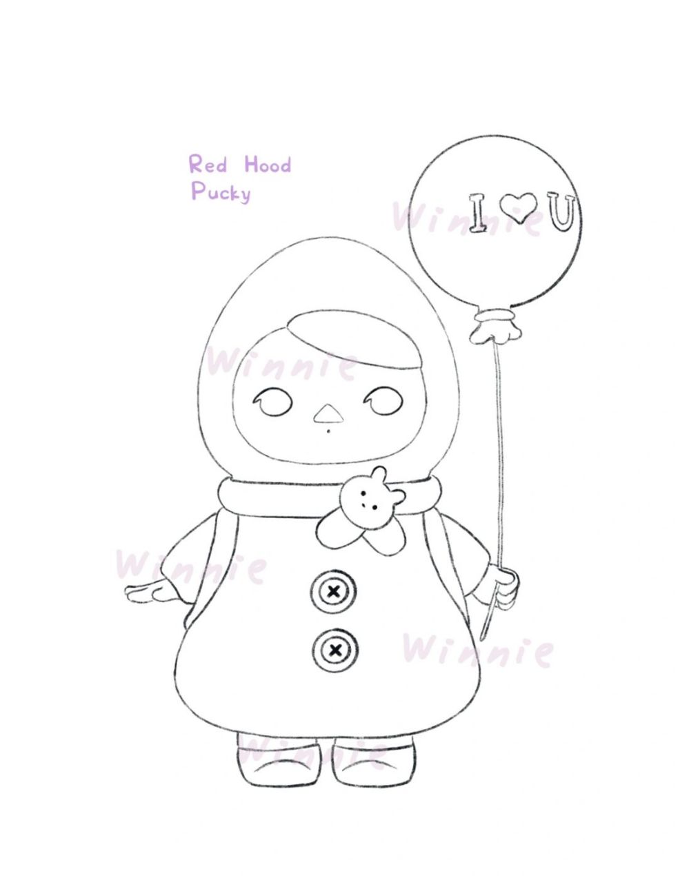【手绘彩铅盲盒】毕奇气球小红帽/附线稿 老规矩:完整绘画过程视频在
