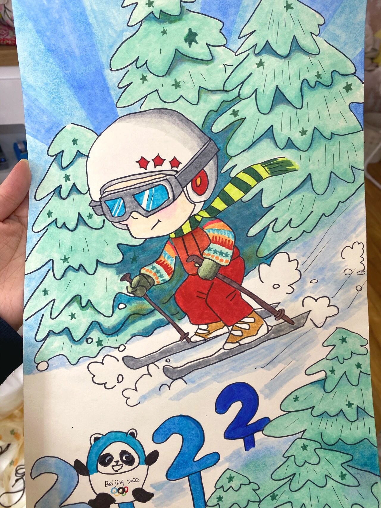 2022冬奥会 冬季滑雪 儿童画