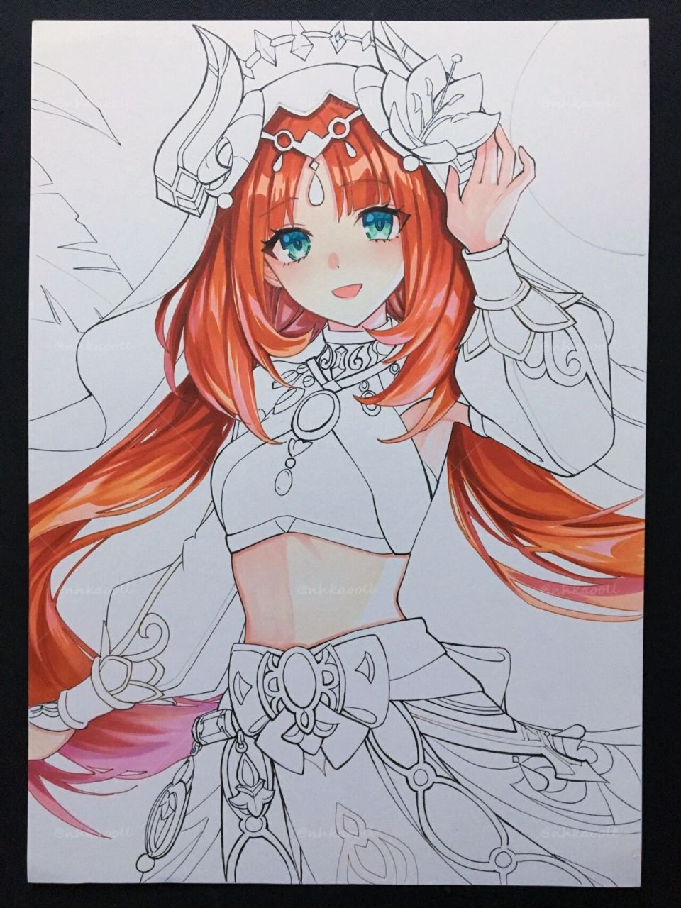 原神妮露马克笔手绘带过程 91马克笔:法卡勒三代 91勾线笔:三菱