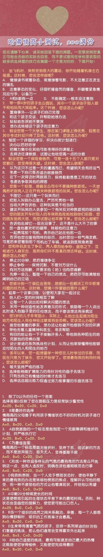 【哈佛情商小测试,200分满分】哈佛心理学系博士戴尼尔61高尔曼为