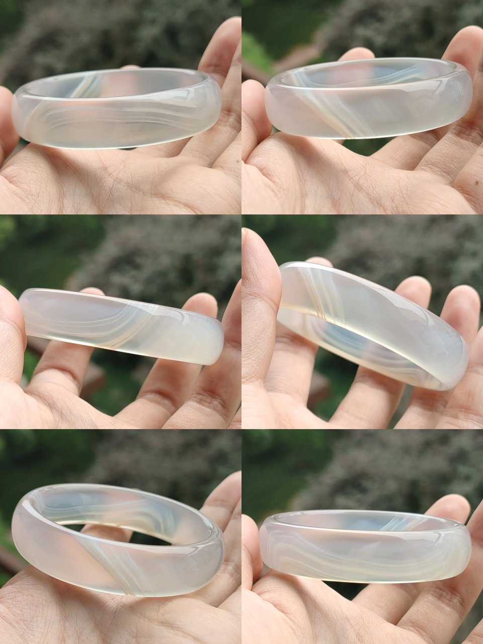 54口灰白底高冰白缠丝玛瑙玉髓手镯0.