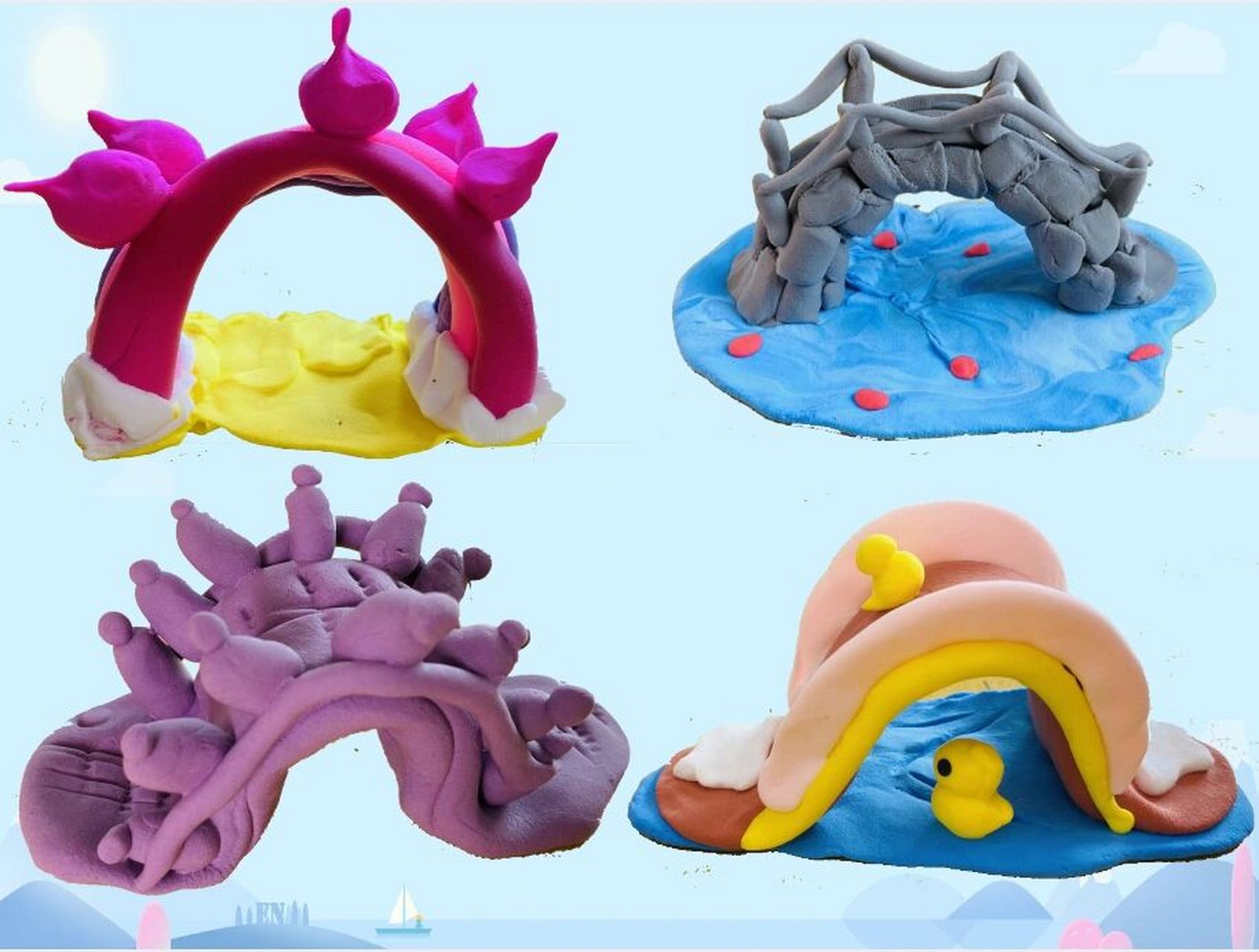 浙美四下|家乡的桥|粘土作品 孩子们的自由发挥很棒