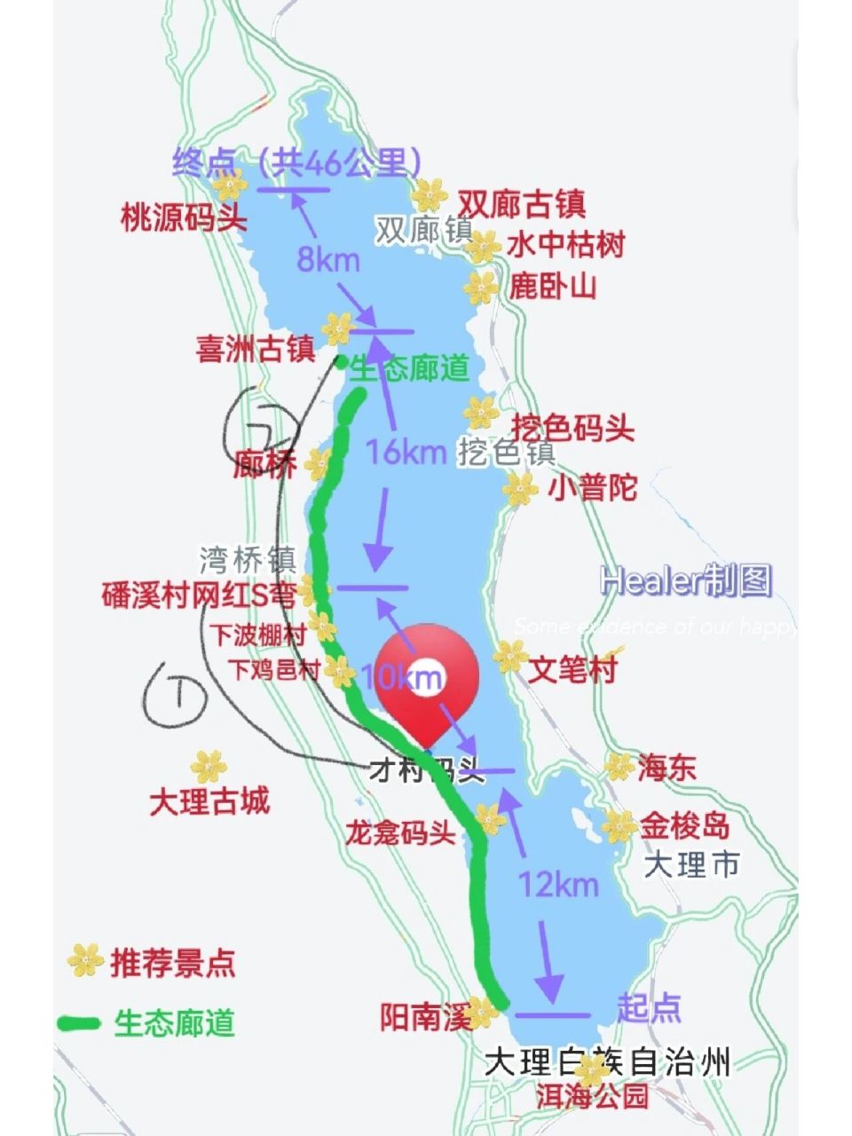 大理,洱海西环线骑行路线和景点推荐 环洱海有三种方式,人多可租车或
