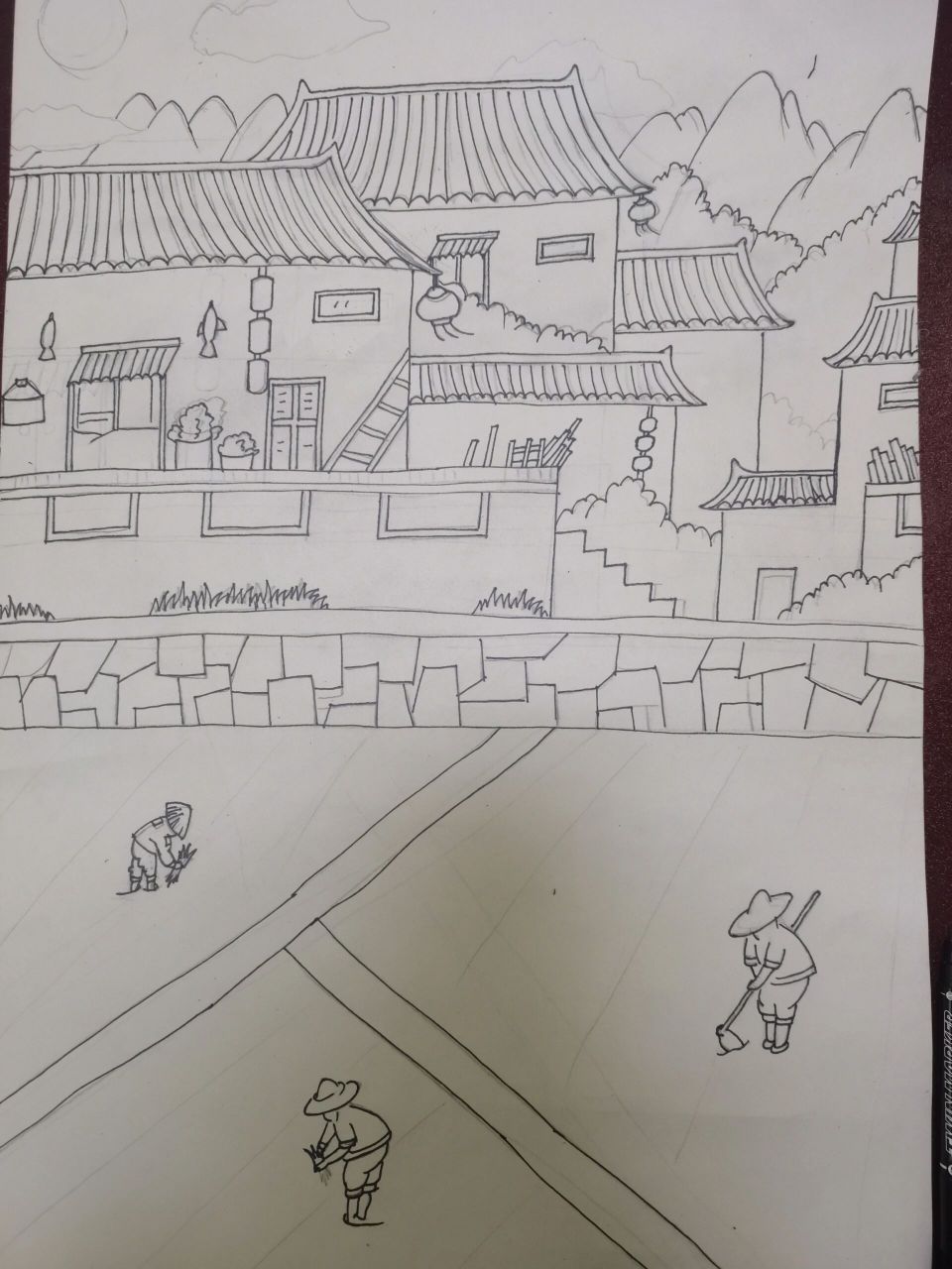 美丽乡村手绘 临摹的,感谢老师的作品.