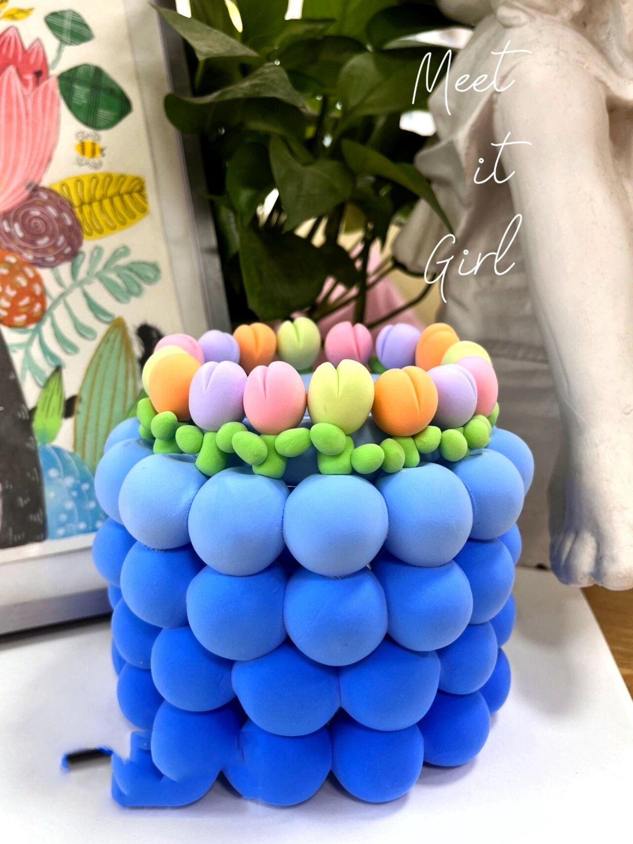 97粘土笔筒//今天的心情是蓝色97