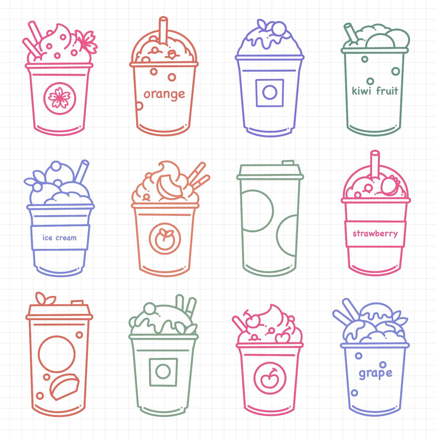 原创|简笔画|社畜续命·神仙水 奶茶合集