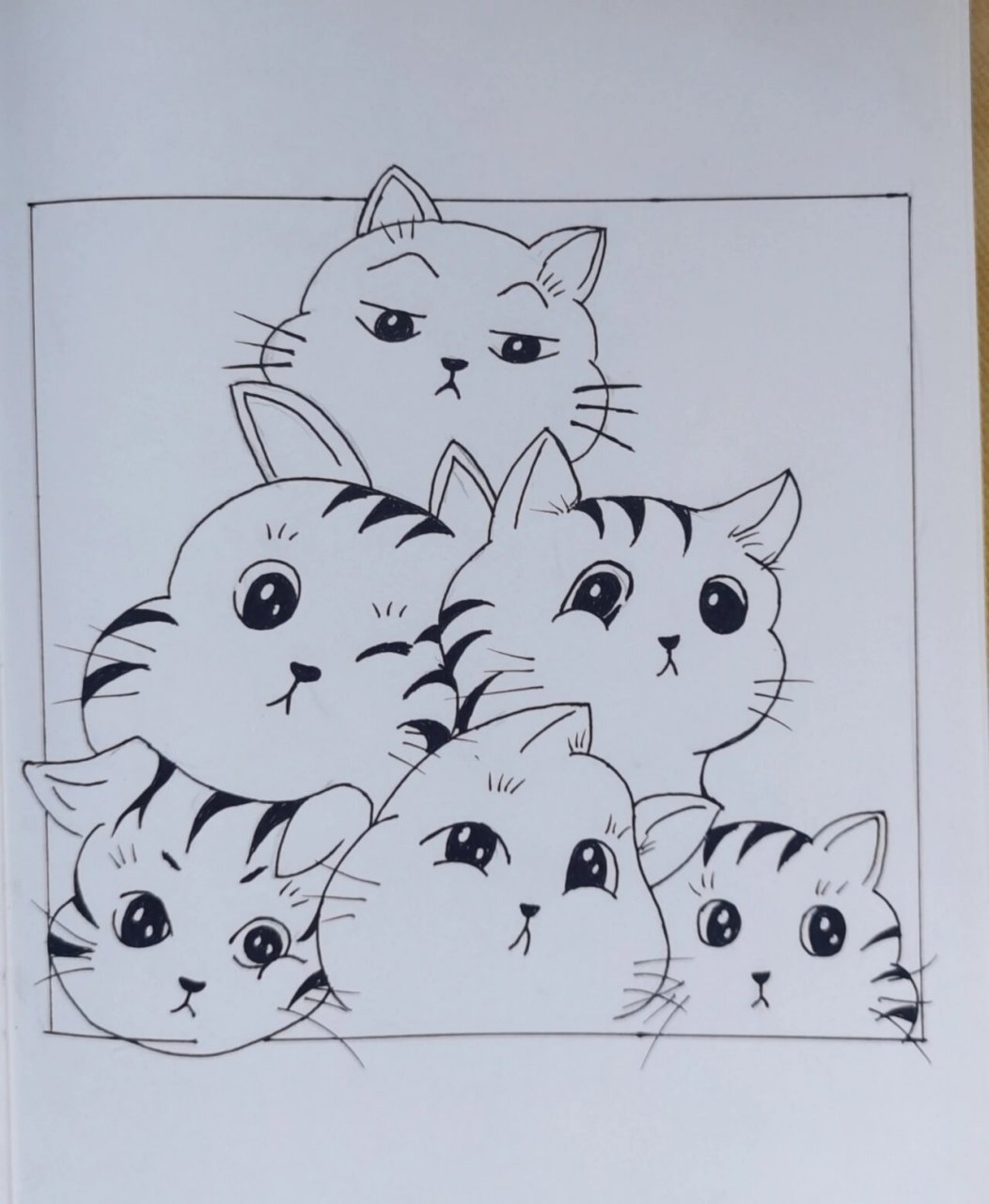 软萌可爱小猫咪 简笔画 临摹 昨天晚上画的,和原图有点差距,又加了