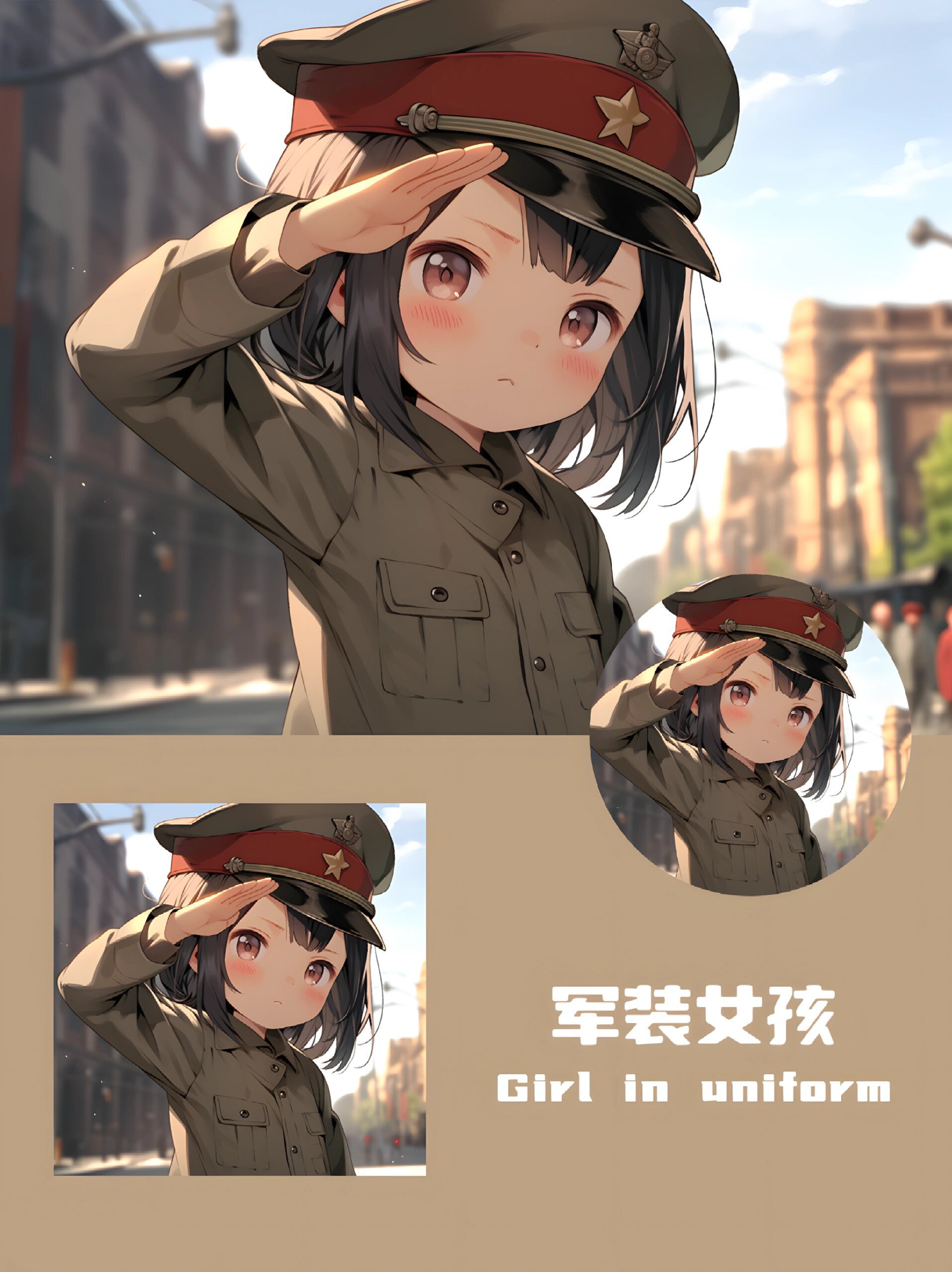 军装女孩丨卡通头像丨单人