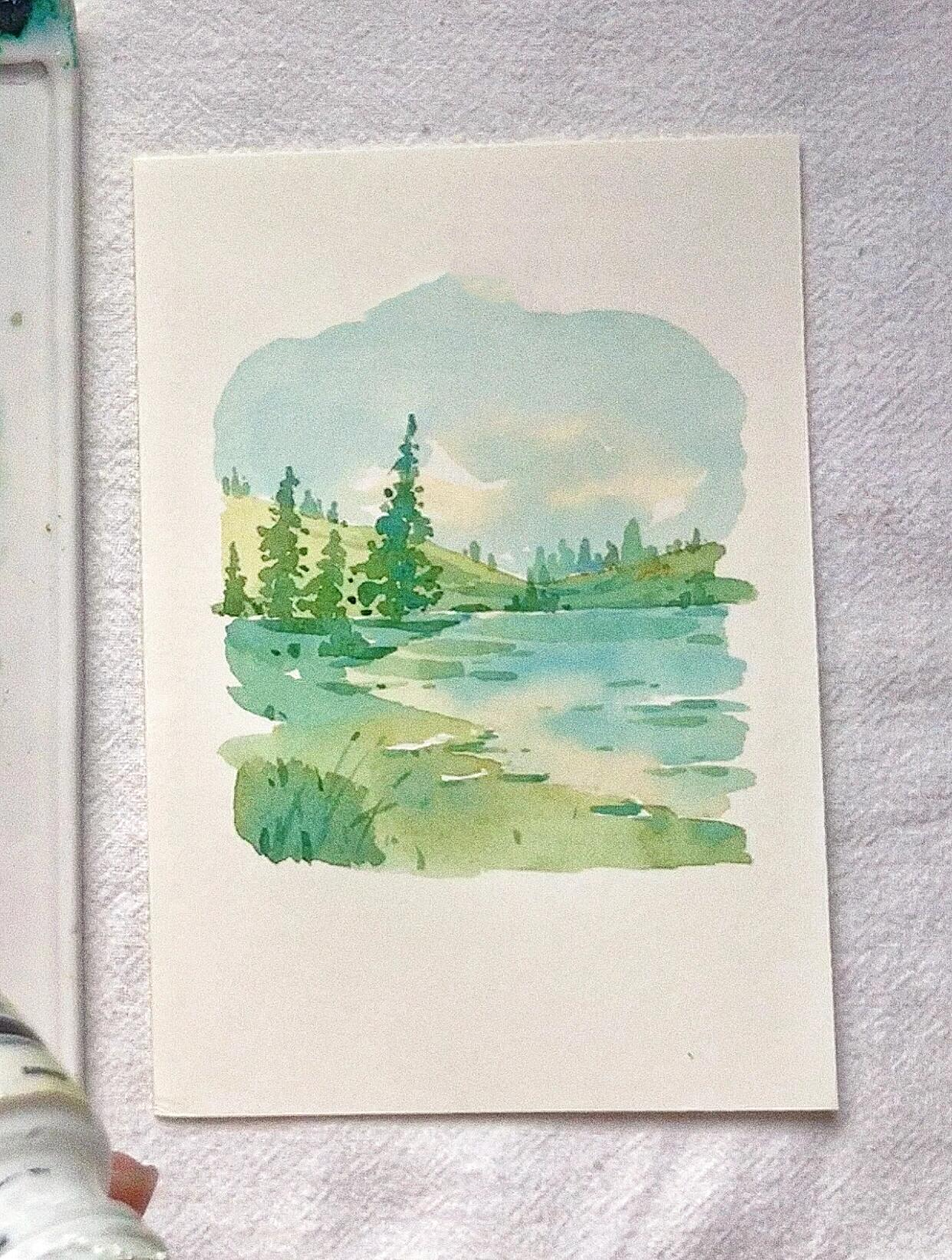 简单水彩风景(更个小过程