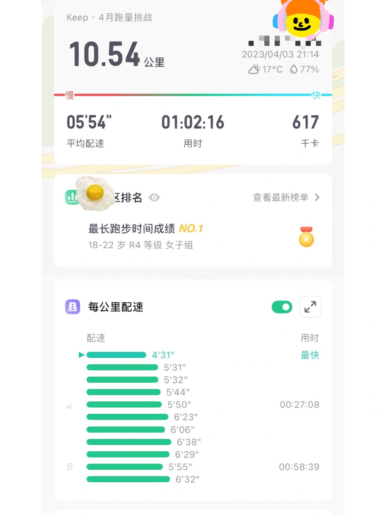 大家都说keep计里程不准 今日测评结果 十公里keep58分39秒/悦跑圈58