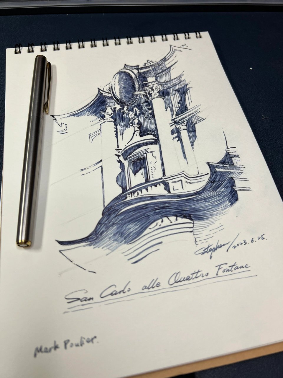 每日一画画│钢笔画 罗马圣卡罗教堂 临ins / fbk 画家mark poulier的