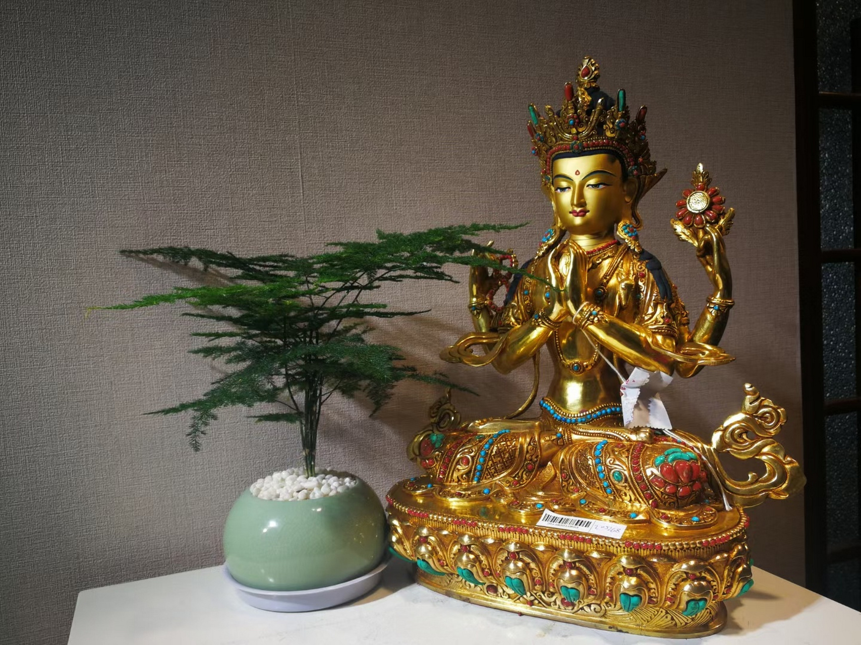 [鲜花]尼泊尔四臂观音  高度35cm  johnny师父作品 [蜡烛]天空如墨,也