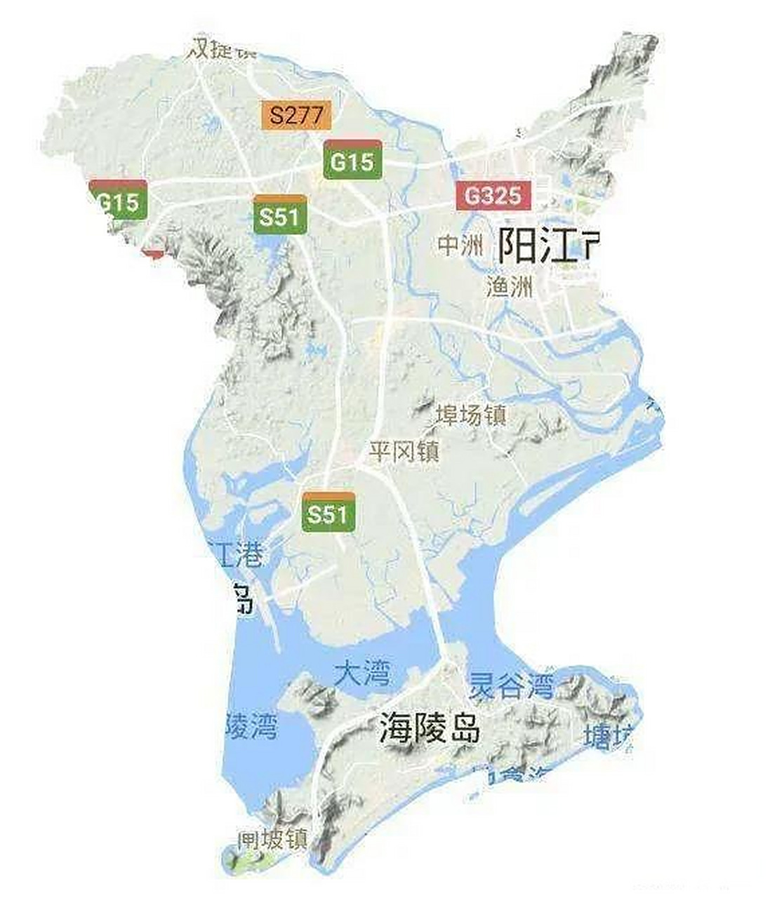 阳江的四个地区:江城区,阳东区,阳春市,阳西县