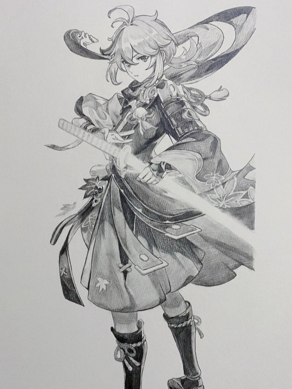 手绘枫原万叶 这张画磨了很久终于磨完了