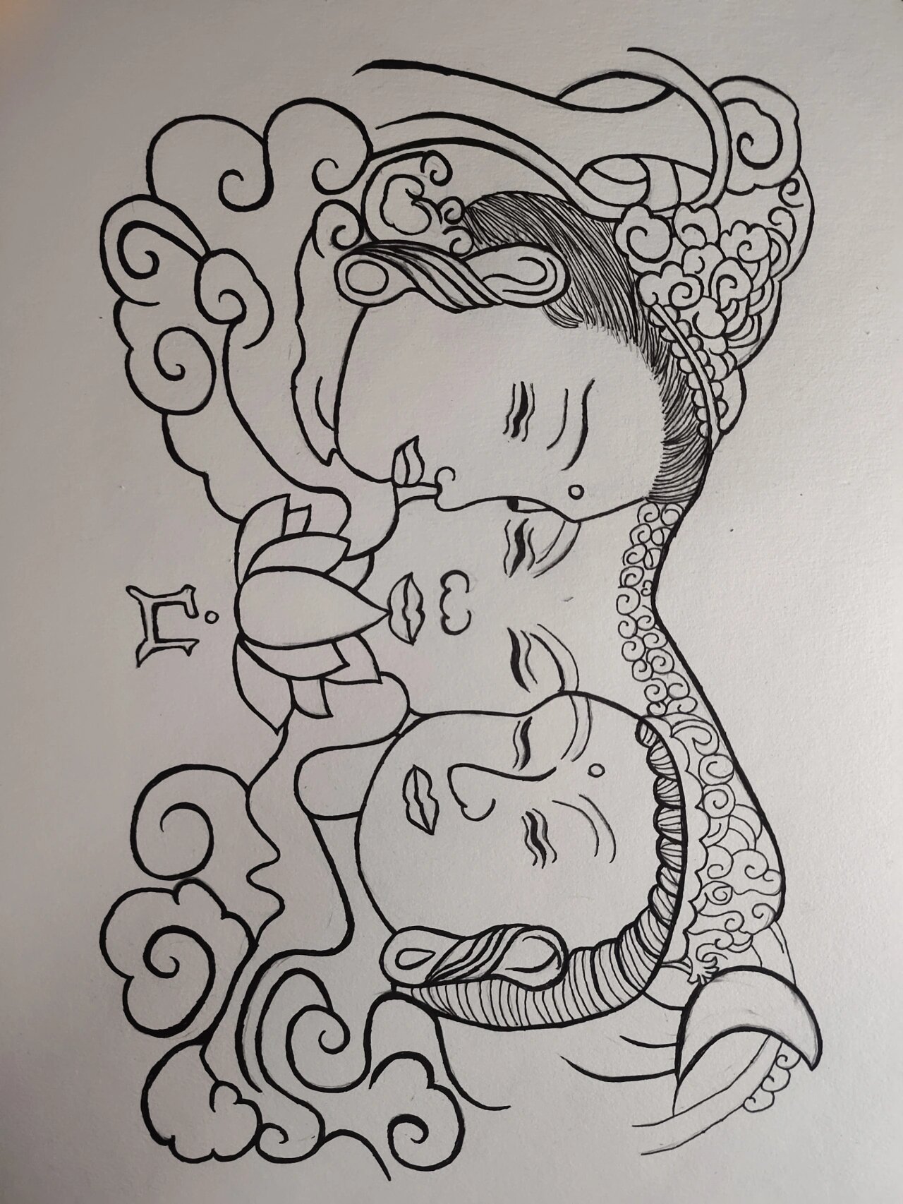 三面佛临摹 关于qr的纹身