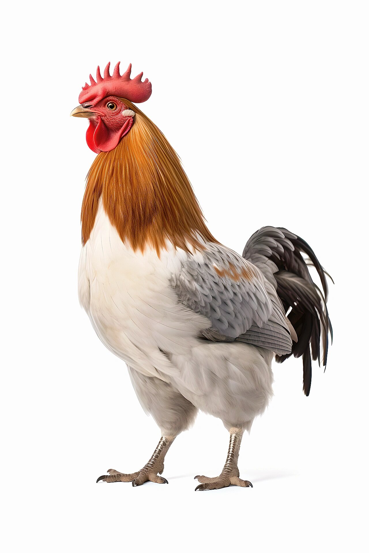 昂首挺胸的大公鸡全身照-家禽的绘画素材