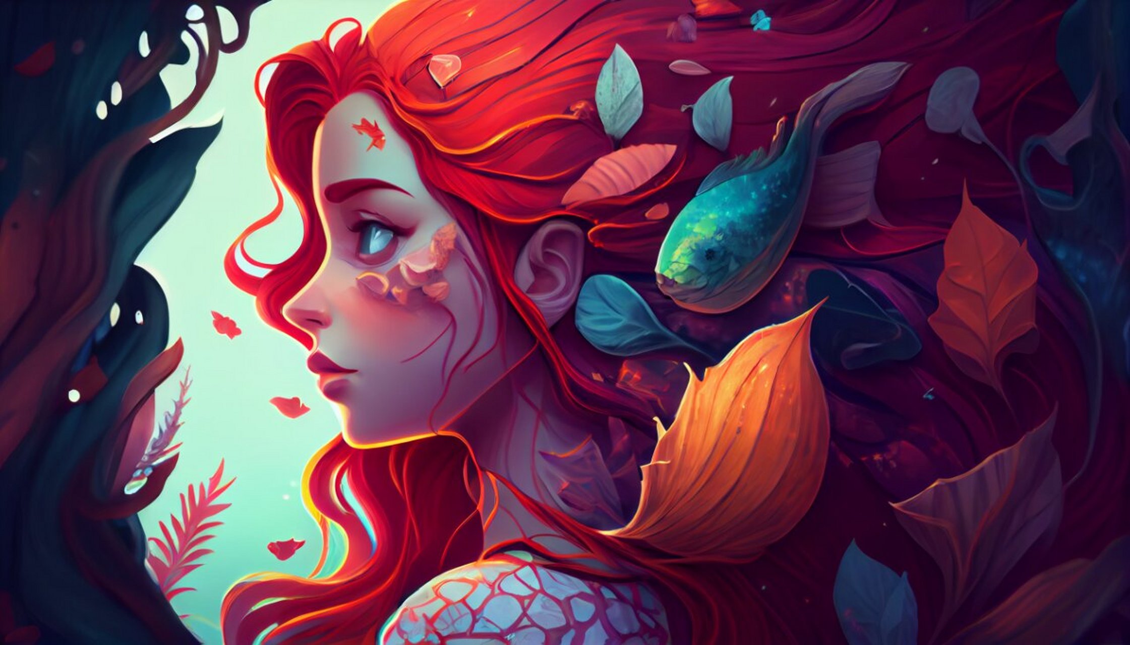 海的女儿,插画卡通壁纸多图 从远方来的一位小公主,她的名字叫海莉娅.