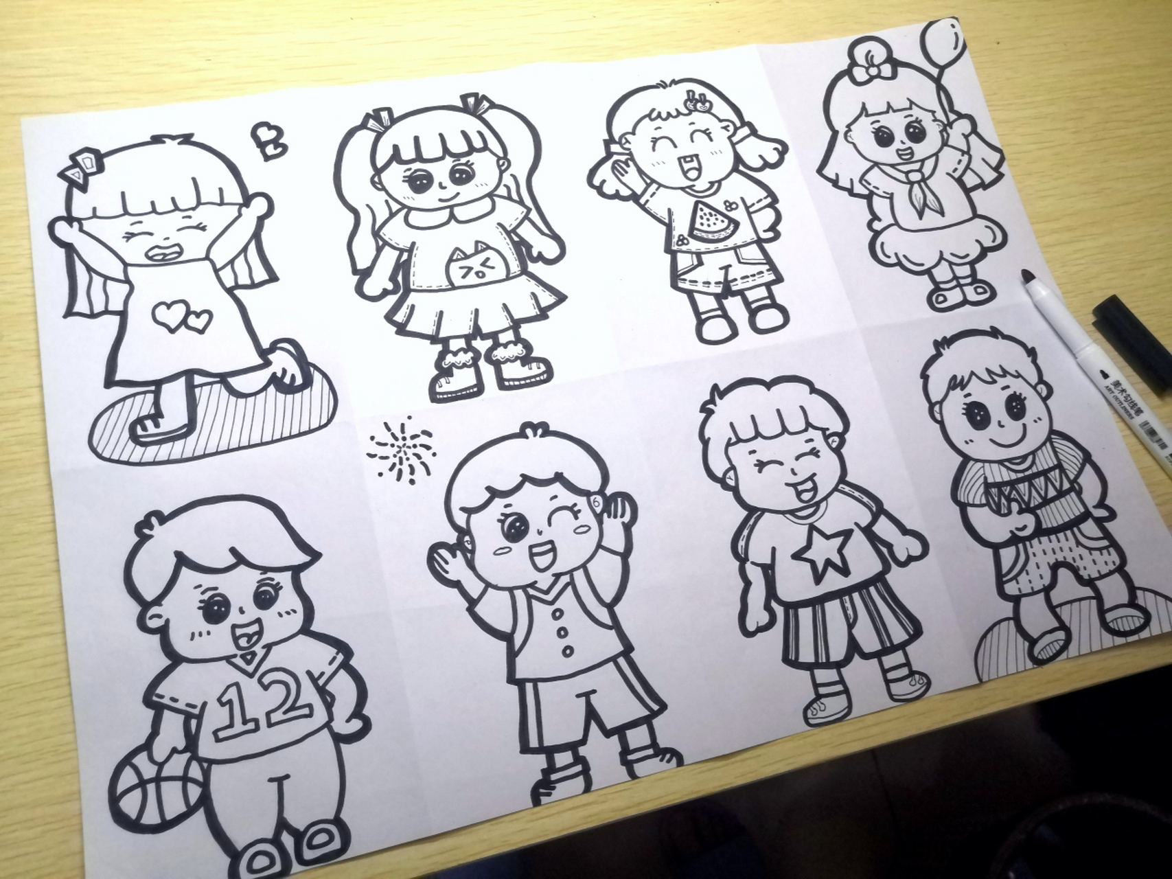 幼师简笔画|人物简笔画|幼师考编|小男孩简笔画|小女孩简笔画|黑白