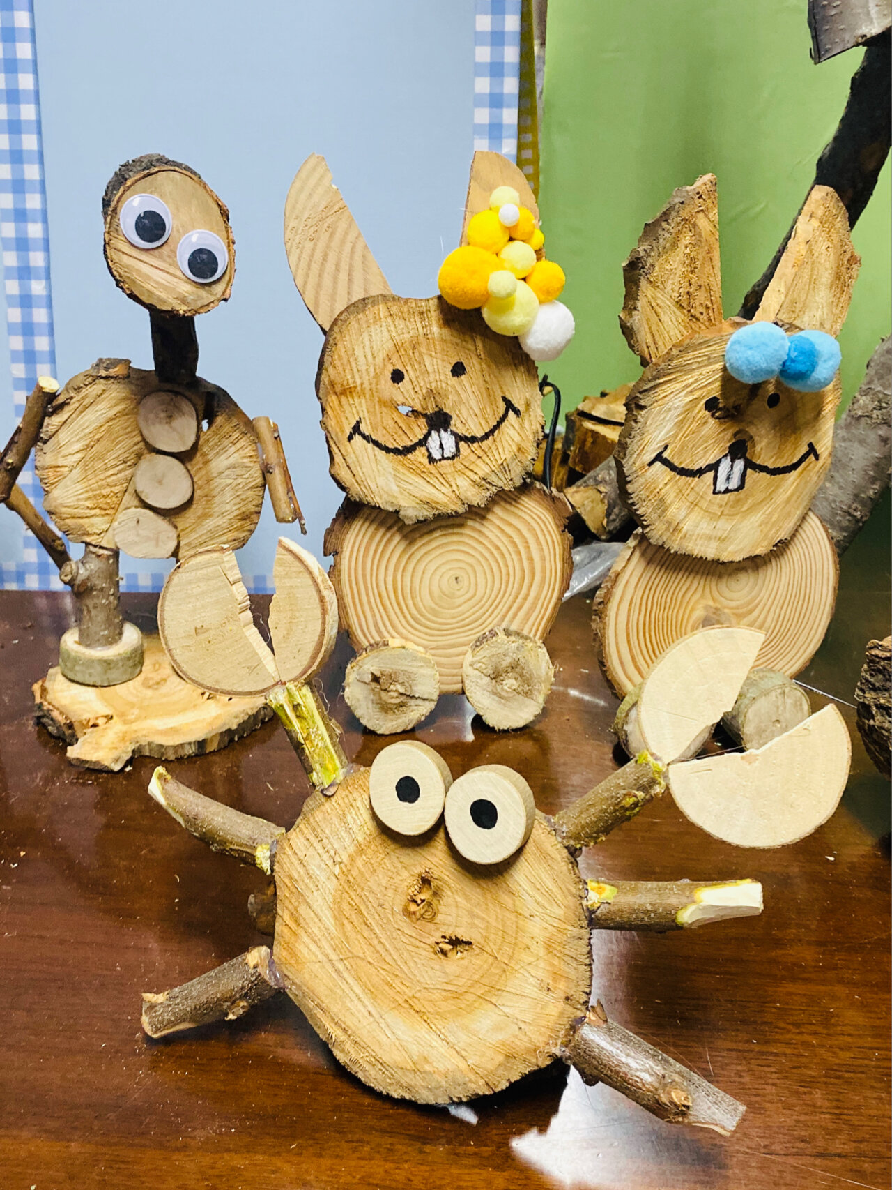 幼儿园环创/纯手工木头制作动物造型