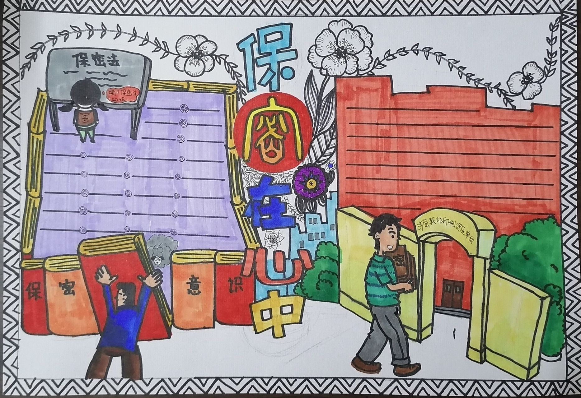 保密在心中手抄报 找遍全网都找不到的手抄报只能自己画了