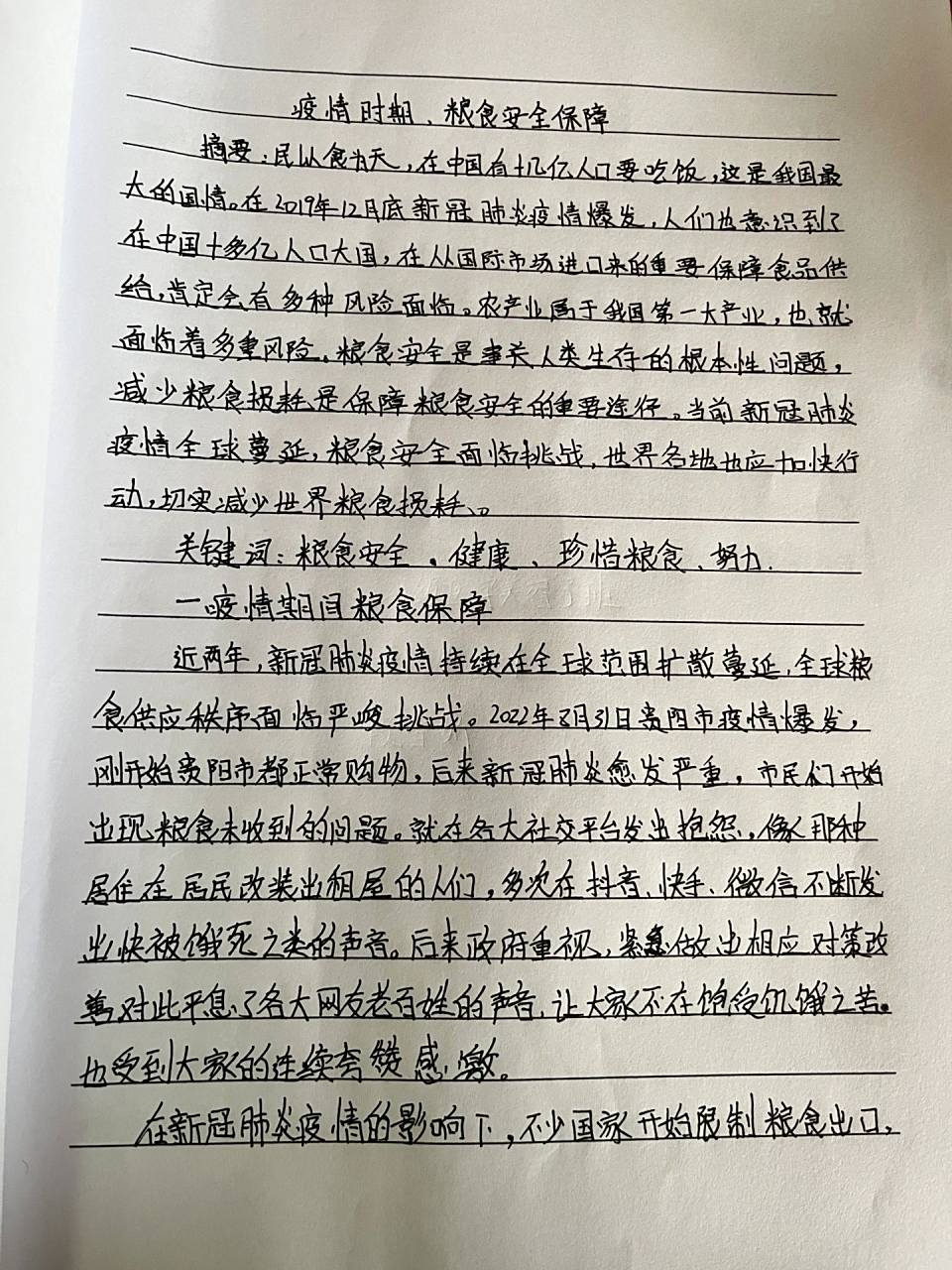 论文 #粮食安全   形势政策粮食安全论文