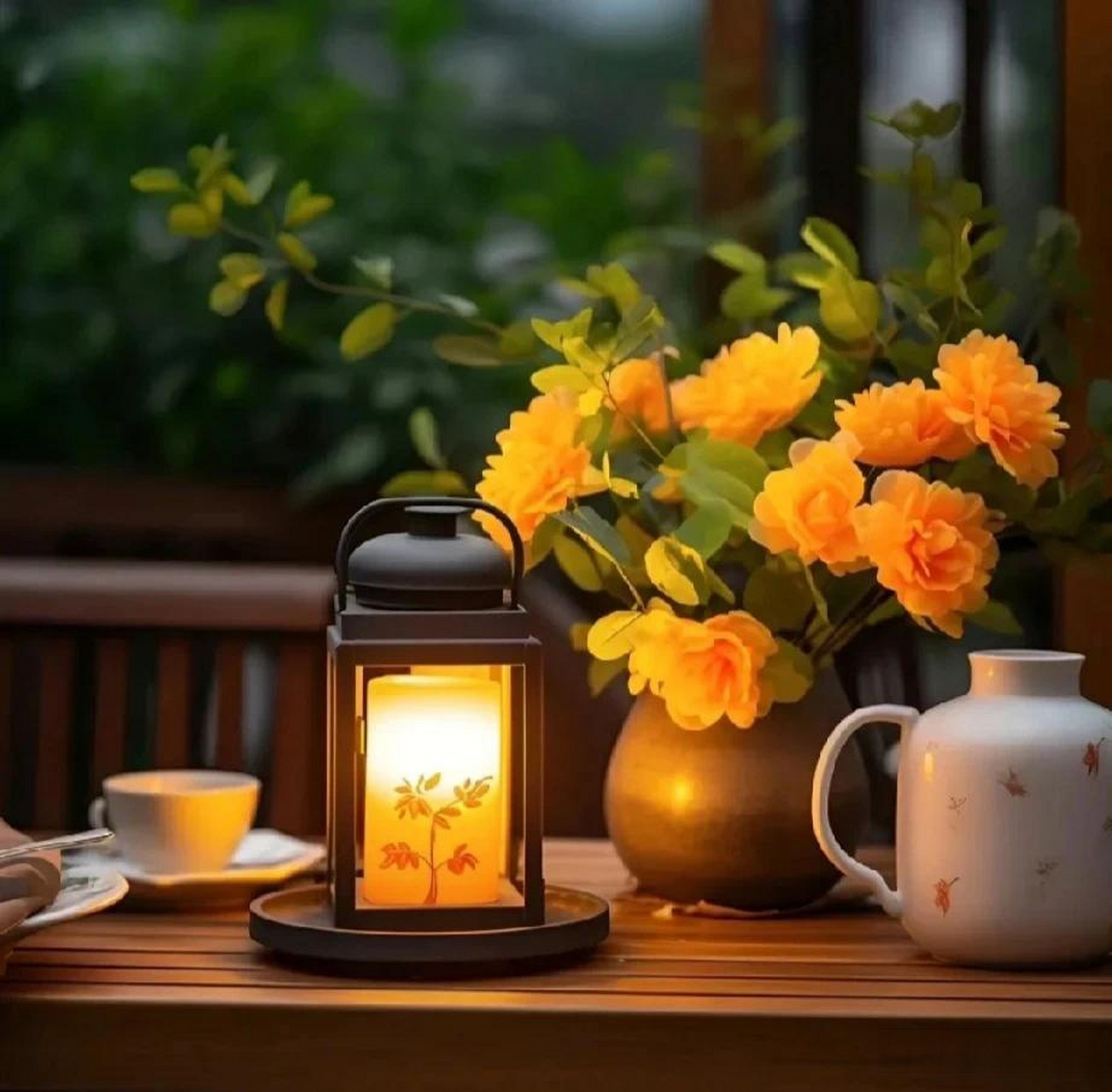 桌上的杯子里,咖啡散发出诱人的香气.