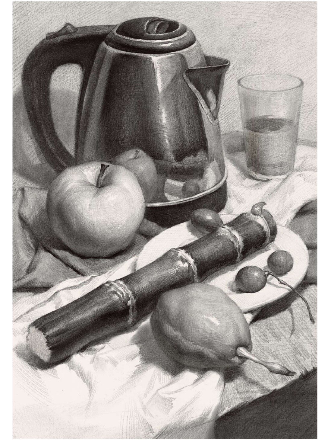 简单的静物也93画的细腻丨素描临摹素材