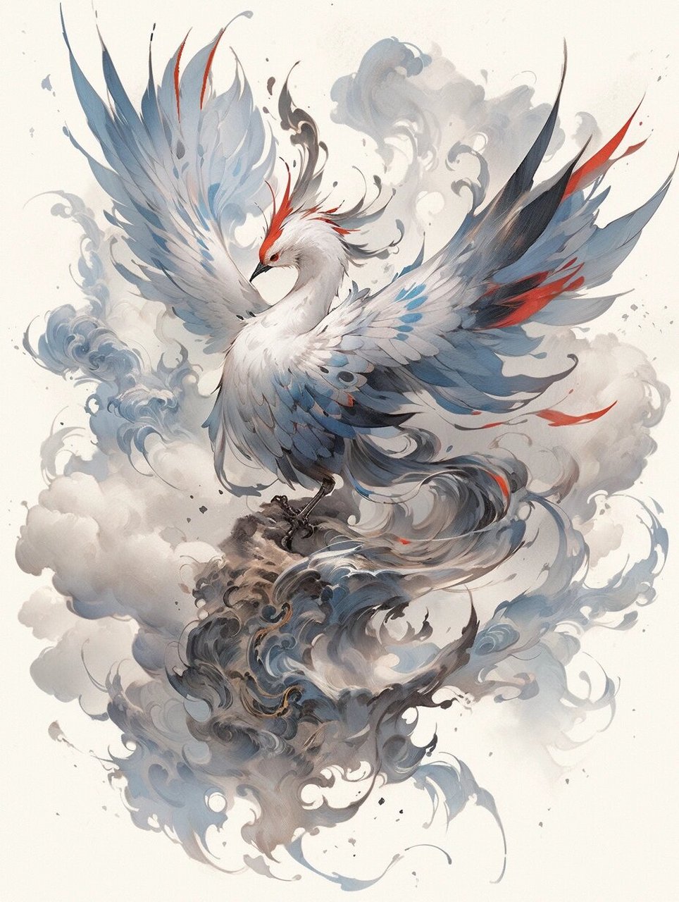 国风|山海经神兽系列——毕方 🎋毕方——有鸟焉,其状如鹤,一足,赤