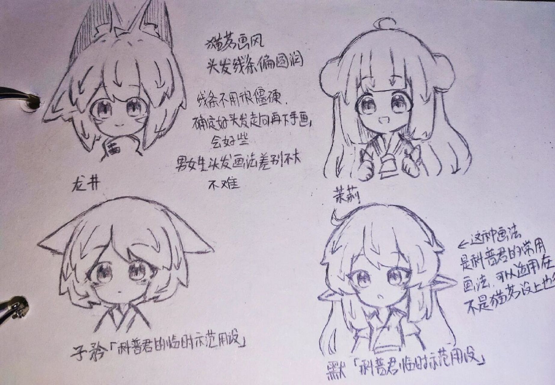 猫之茗临摹参考学习素材 上一次有人问头发的画法,所以有了这篇章