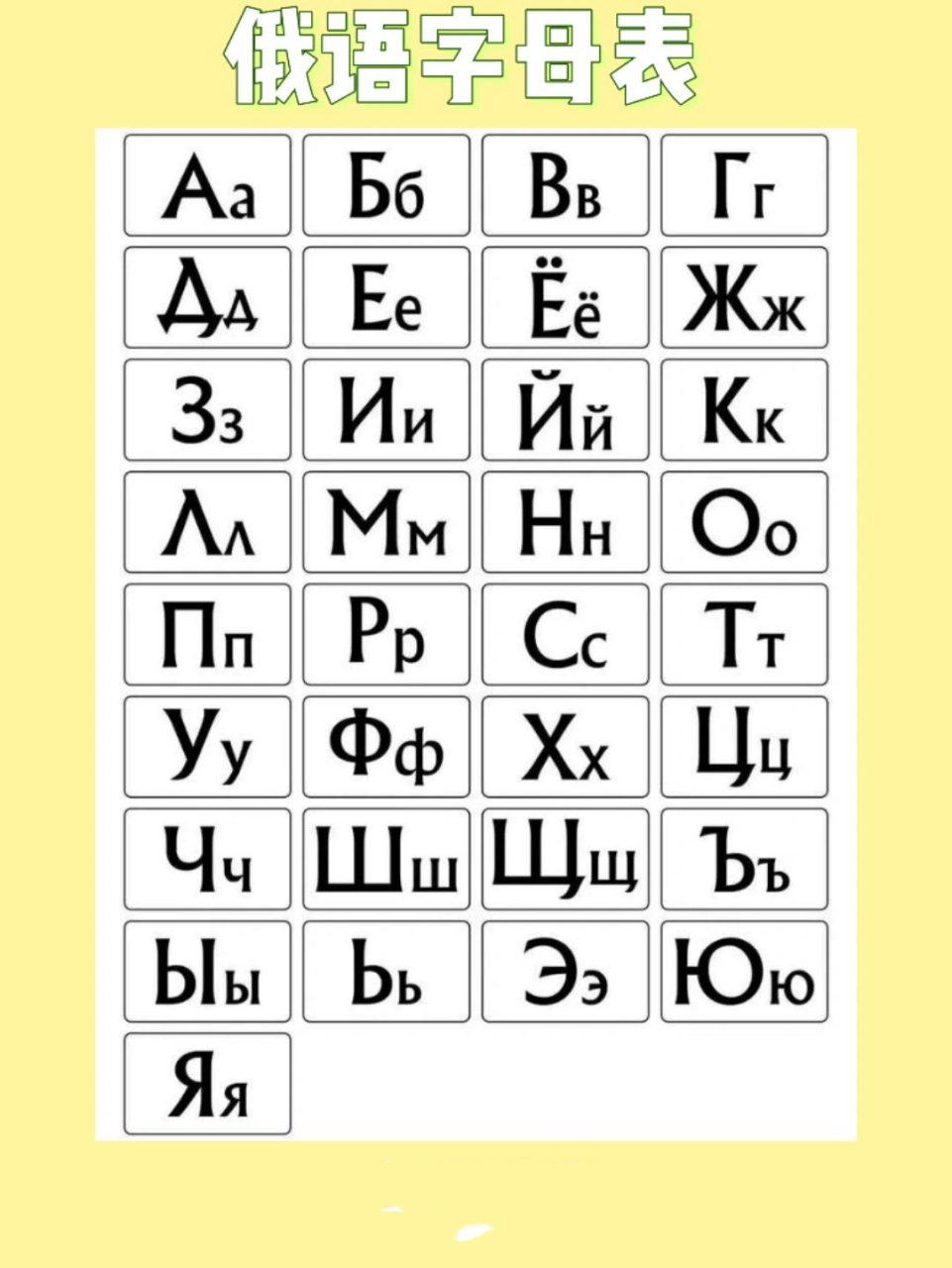 俄语字母中文对照表图片
