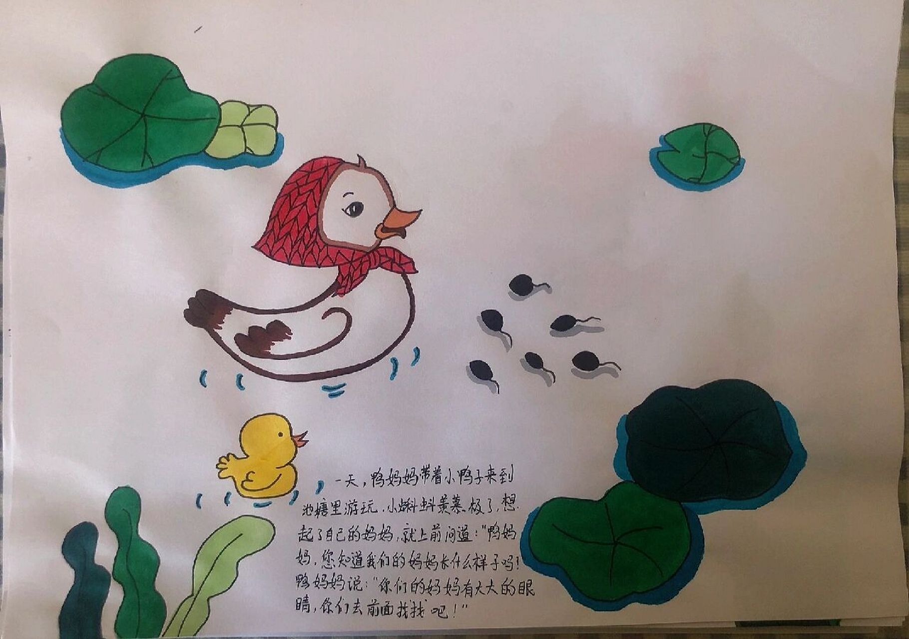 自制绘本《小蝌蚪找妈妈》 有幸临摹 的作品,字写得有点丑
