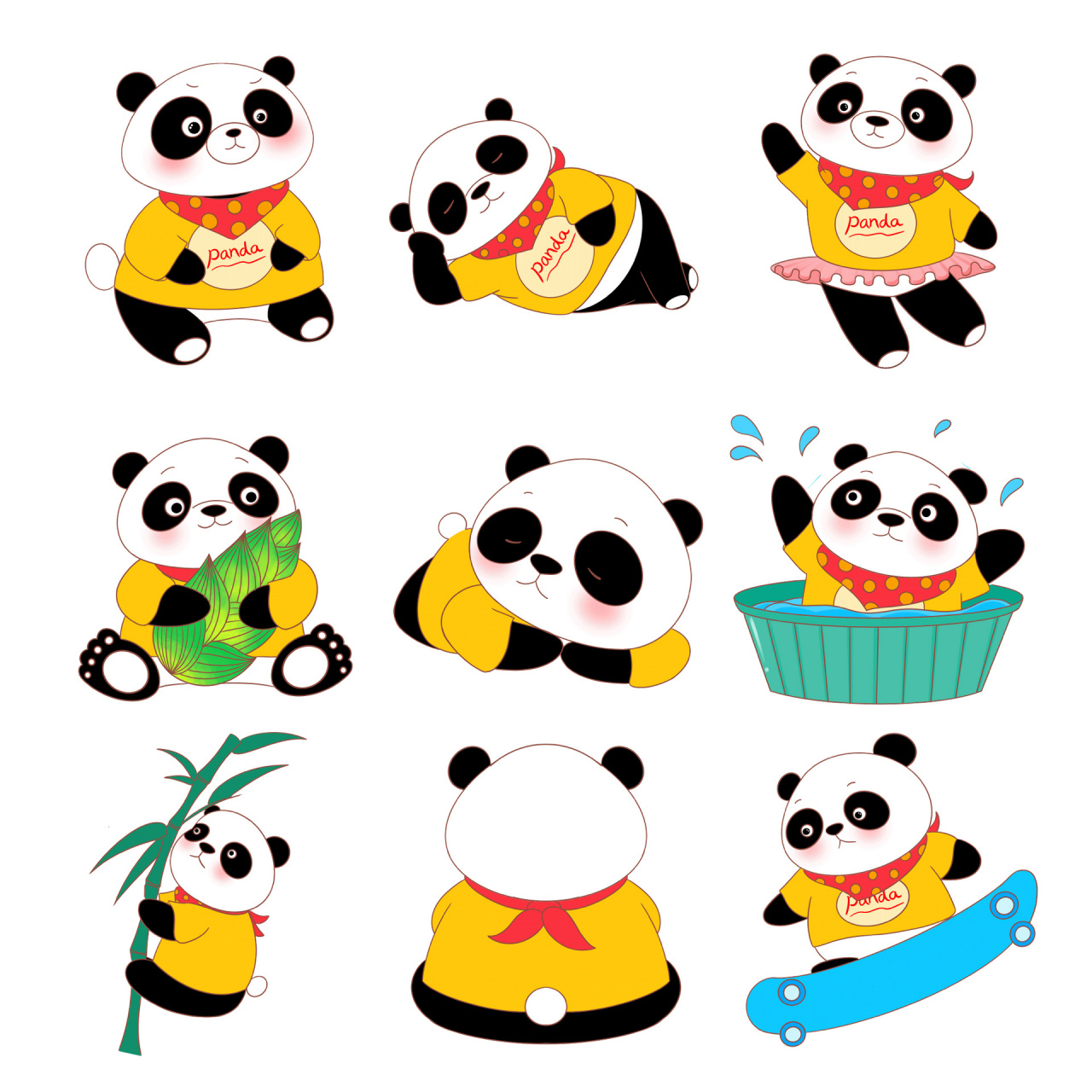 免扣素材99|国宝大熊猫可爱png元素 今日素材分享 可爱卡通大熊猫免