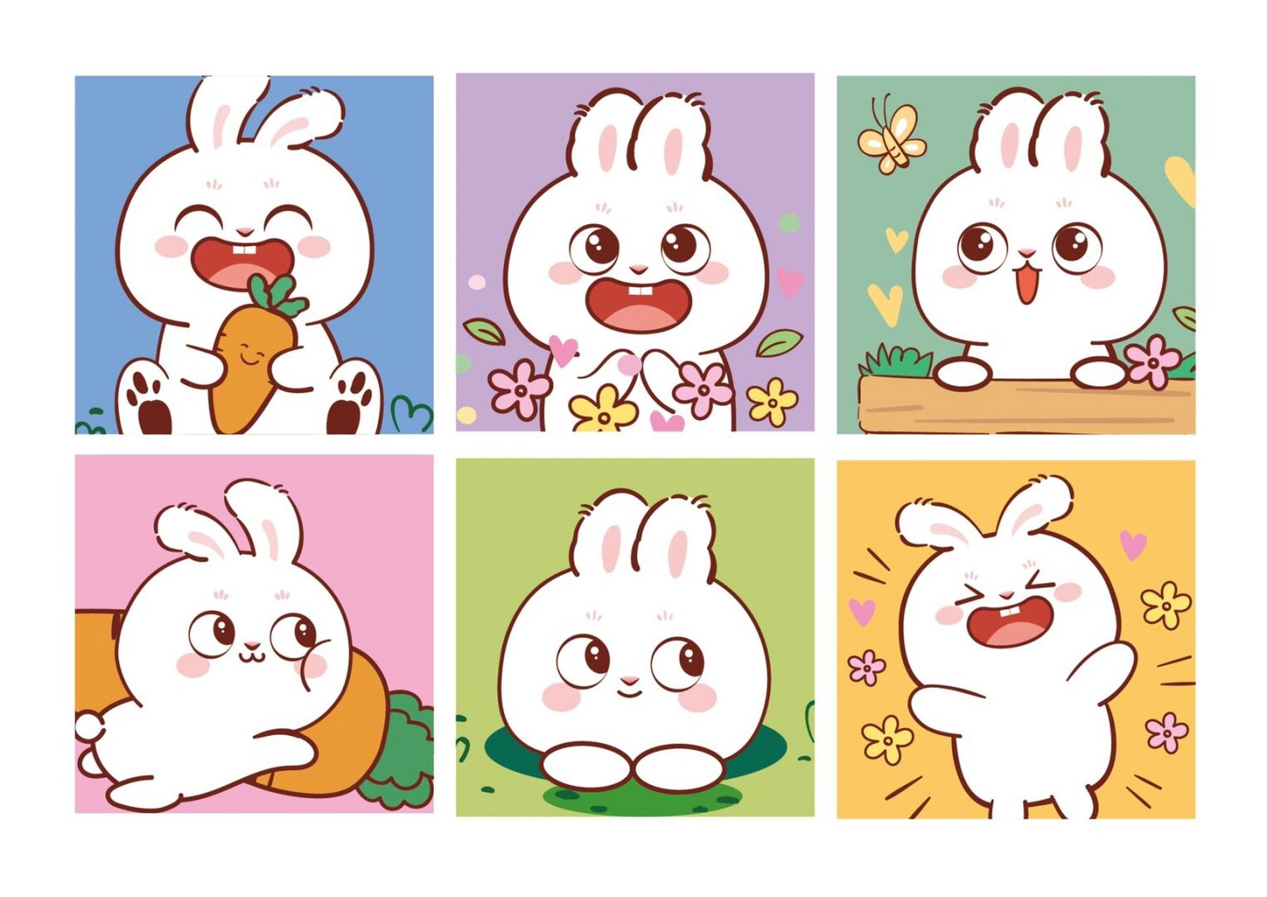兔小萌可爱卡通形象设计 兔子插画 可定制设计ip卡通形象 可接春节