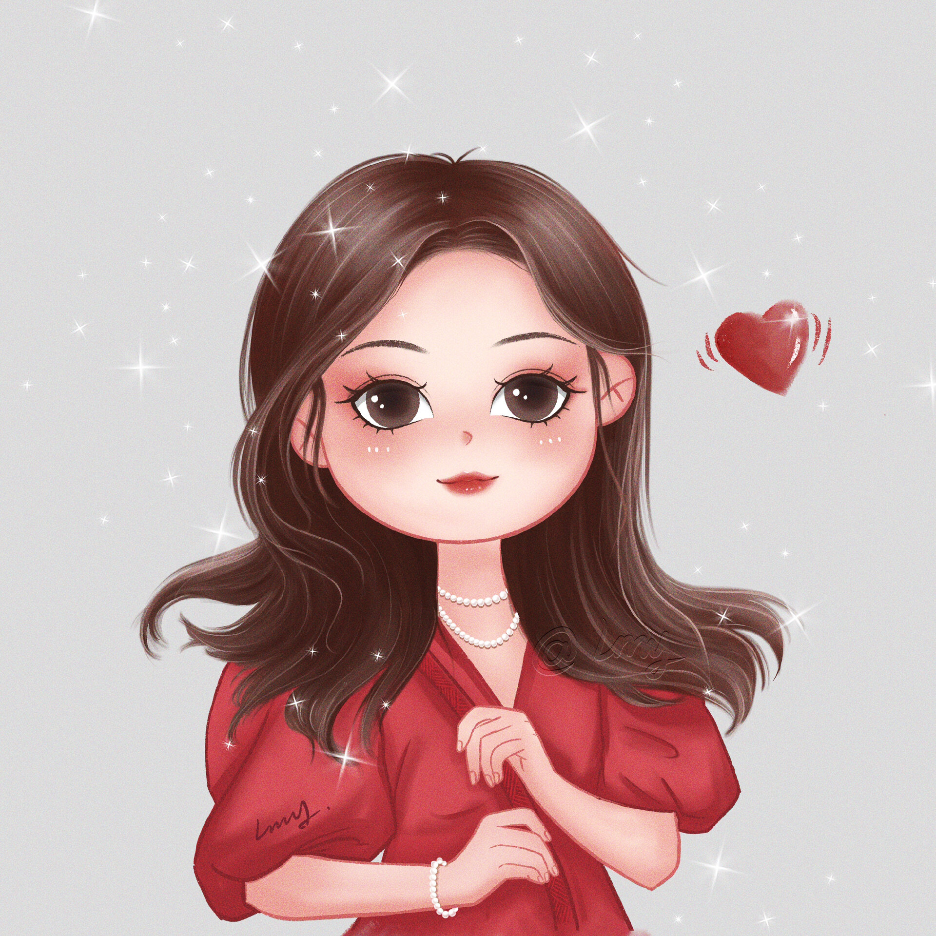 红衣女生头像/手绘女生版 理想和现实其实隔着一个生活.