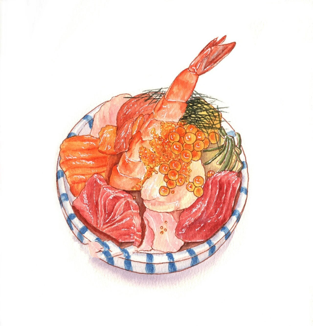 钢笔淡彩|水彩美食手绘 一些日式美食的合集