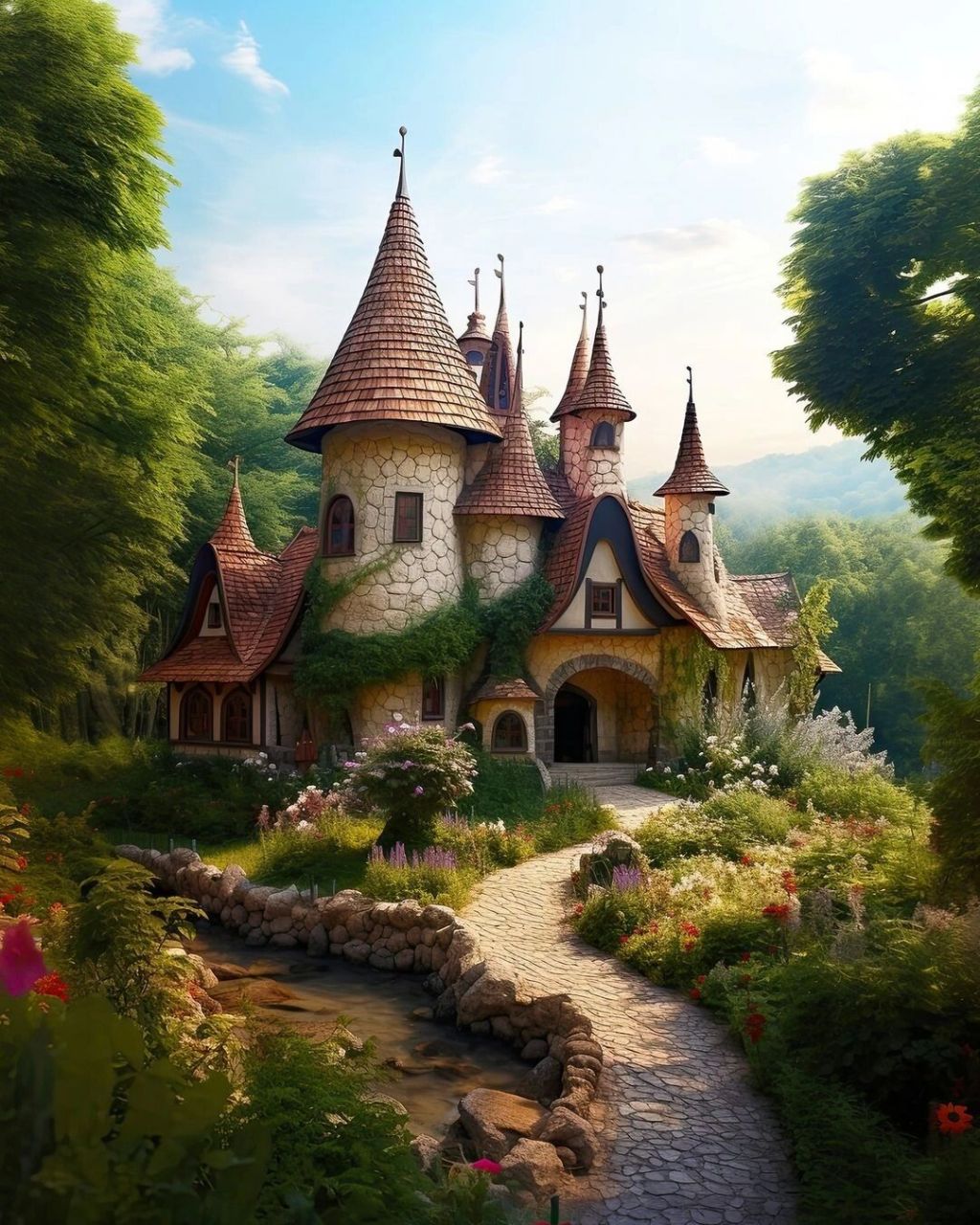 森林秘境里的治愈系蘑菇96城堡98 #小木屋# #治愈系# #森林