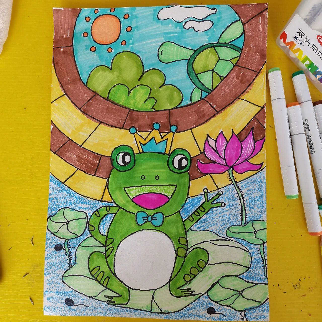 儿童画井底之蛙 寓言故事