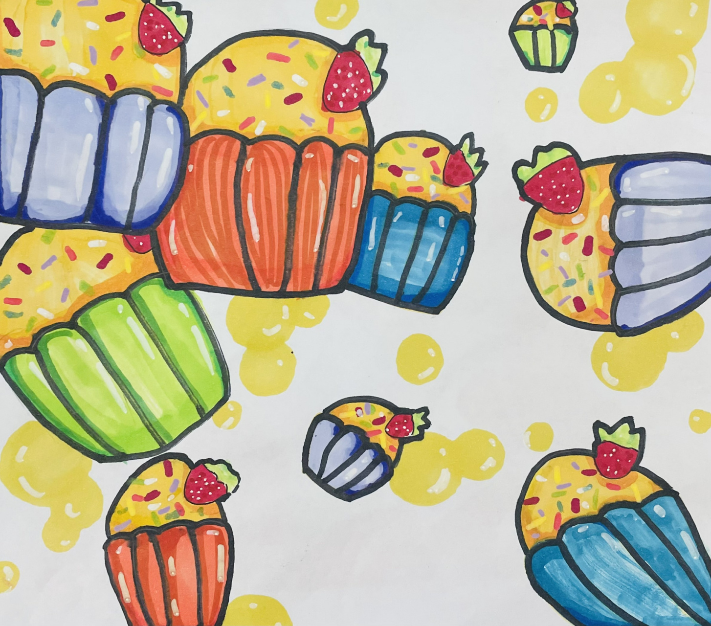 四年级下册《聚聚散散》 学生课堂练习作品 用食物表现聚聚散散