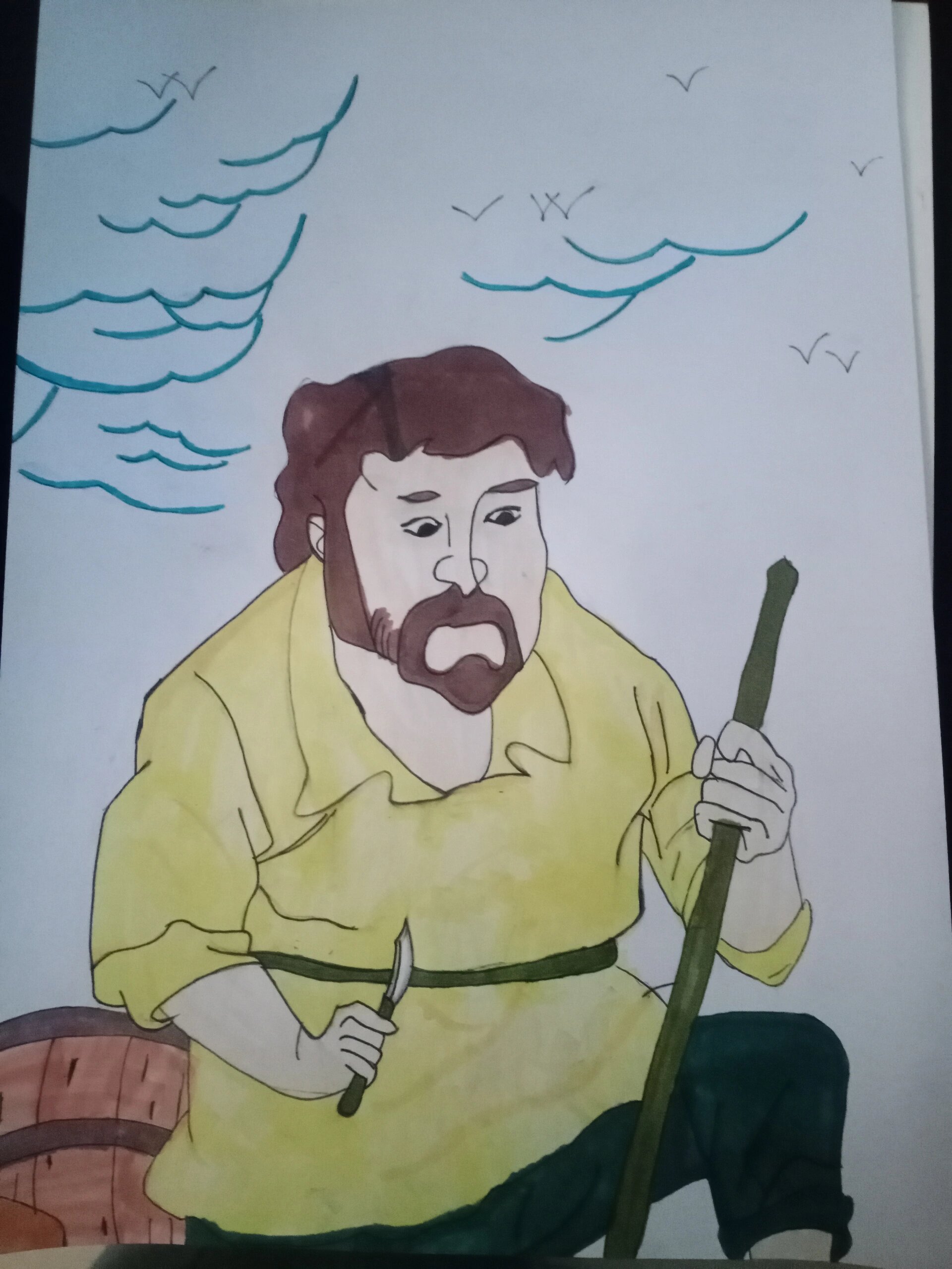 老师让画的鲁滨逊    画的不太好看   不要嫌弃哦