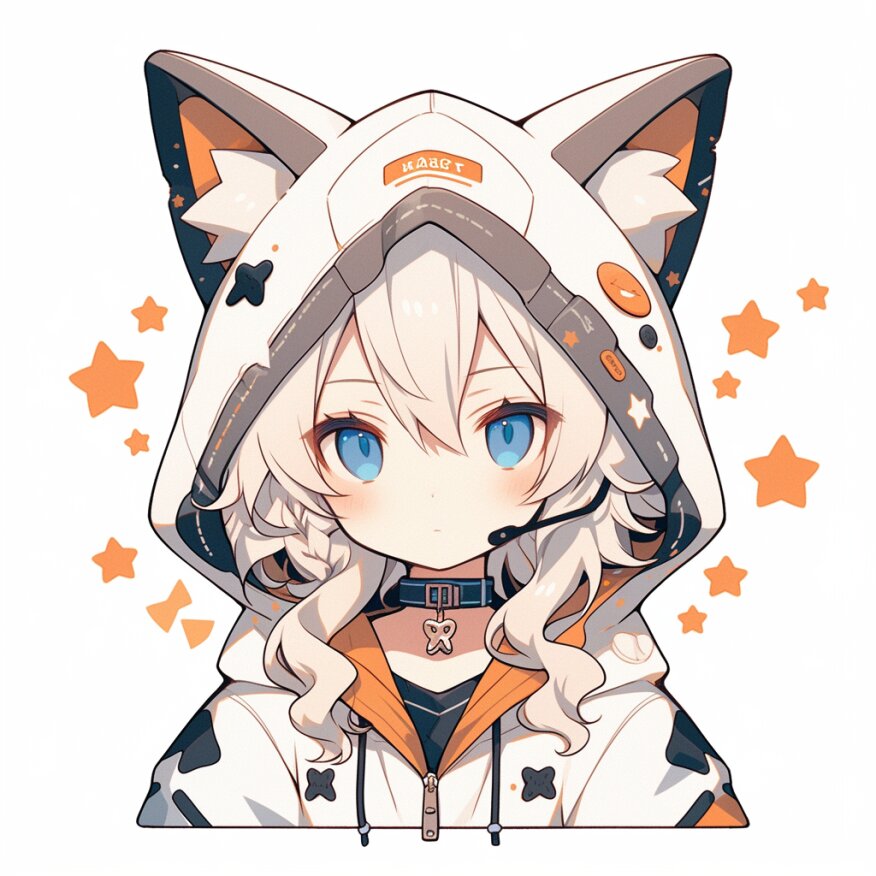 动漫人物|自绘画|king绘画师 一个蓝眼睛和大耳朵的动漫人物,以顽皮的