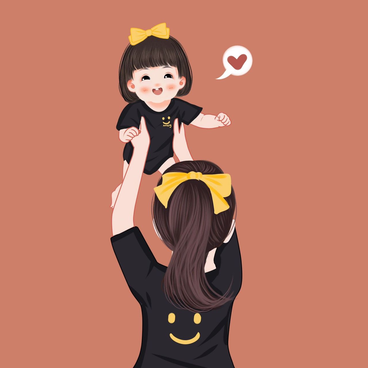 把你举高高7815妈妈带娃篇7815阿梦原创亲子手绘 头像分享给