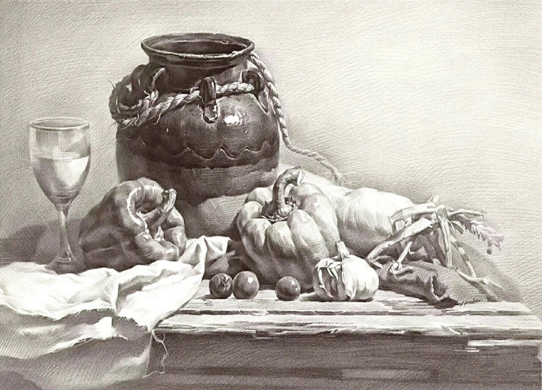 素描静物组合高清范画 大家可以临摹下!