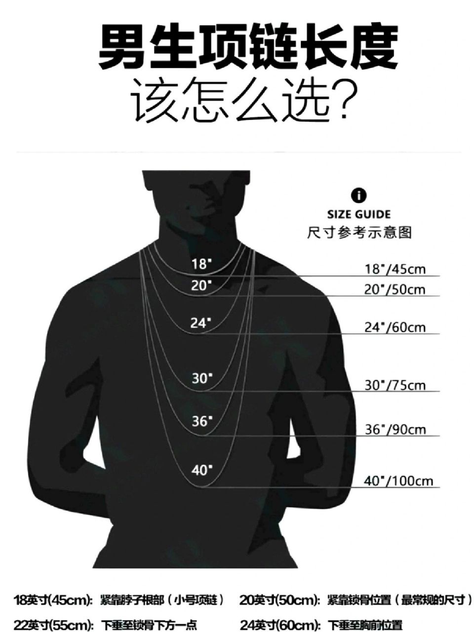 需要的宝宝建议收藏哦~ 【项链长度】 男士项链常见的尺寸: 9718