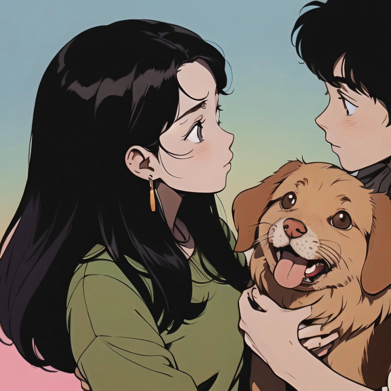 旧漫头像|小金毛和他的主人情侣头像