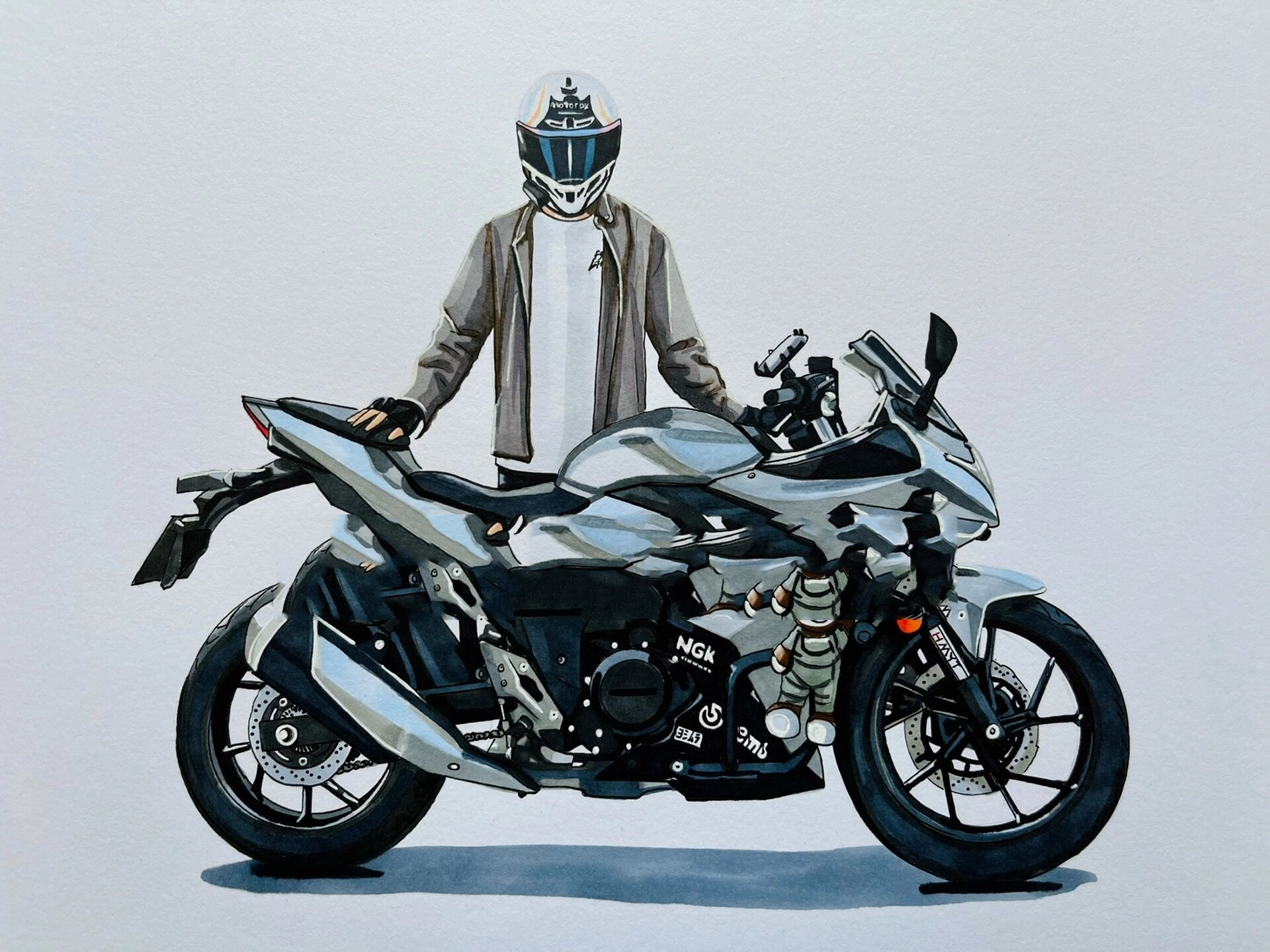 手绘摩托车纯侧面系列合集(1) 发一发自己手绘过的摩托车纯侧面系列